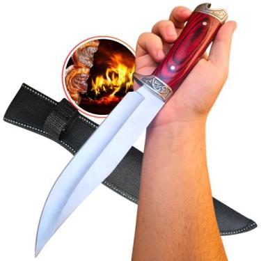 Imagem de Faca Profissional Luxo Lâmina Inox 440 Full Tang Cabo Madeira e Detalh