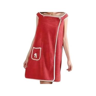Imagem de Toalha/Roupão de Banho Feminino Secagem Rápida – Alta Absorção para Mulheres e Meninas, Ideal para Praia, Spa, Piscina e Academia (Vermelho)