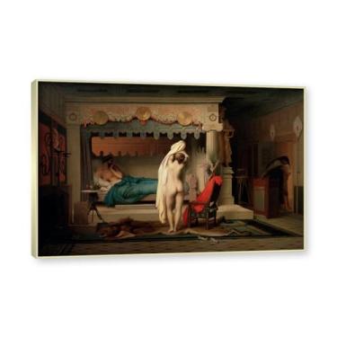Imagem de Moldura de champanhe. Pinturas a óleo famosas, (sem título 17) de Jean Leon Gerome, reprodução impressa em tela, arte de cenário para decoração de sala de estar. 40 x 60 cm - 15,8 x 23,7 pol