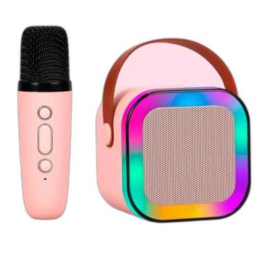 Imagem de Caixa Som Karaokê Led Rgb Bluetooth Microfone Sem Fio - Relet