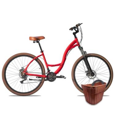 Imagem de Kit Bicicleta BLITZ Aro 29 Comodo Urbana Full SH 21v Freio á Disco + Cestinha e cadeado (Vermelho, 16)