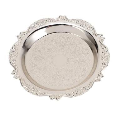 Imagem de YOUTHINK Bandejas Decorativas, Liga de Zinco Prateada, Padrão de Folha Decorativa de 9cm, Conjunto de 6, para Aperitivos, Lanches, Frutas, Sobremesas