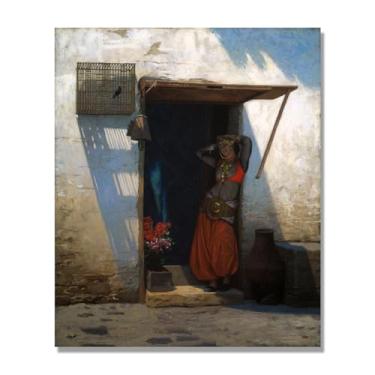 Imagem de NHLDZYH Imagem natureza em tela, (à sua porta) de Jean Leon Gerome, reprodução de quadros, quadro de arte de parede de tela para casa. 30 x 36 cm apenas tela