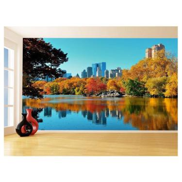 Imagem de Papel De Parede 3D Paisagem Lago Ponte Parque 3,5M Nlk154