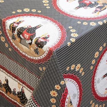 Imagem de Toalha De Mesa Plastica Termica Impermeavel Para Lugares Protecao E Decoracao(Galinha Black,4 cadeiras 1,50x1,40)