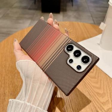 Imagem de Capa com padrão de fibra de carbono para Samsung S25 24 23 22 Ultra, capa rígida com carregamento magnético e padrão leve para PC, 3 unidades, para Galaxy S23 Ultra