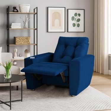 Imagem de Poltrona Do Papai Reclinável Suede Porta Copo Perola - Silverio Decor,