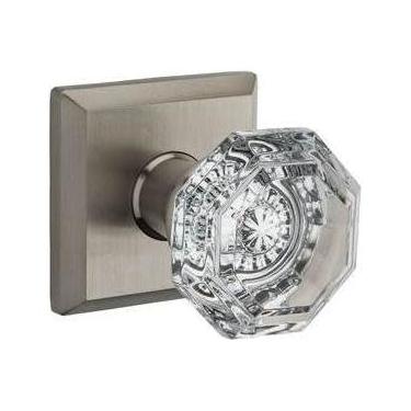 Imagem de Baldwin Reserve PVCRYTSR150 Privacy Crystal Knob and Traditional Square Rose Satin Nickel Finish