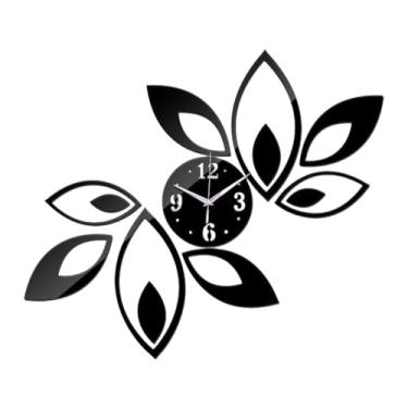 Imagem de Wswqop Relógio de parede de espelho acrílico moderno, preciso, silencioso, sem -taque, grande relógio artístico para sala de estudo, casa, cozinha, Preto