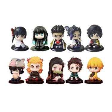 Imagem de Kit 10 Bonecos em Miniatura Figures Kimetsu no Yaiba Demon Slayer Tanj