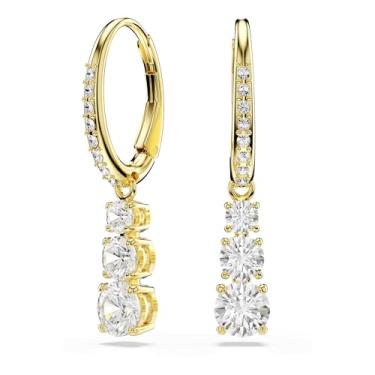 Imagem de Swarovski Brincos de argola Stilla com corte redondo, tom de ouro branco