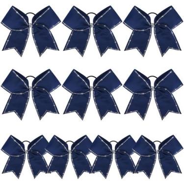 Imagem de Laços de cabelo Cheer DEEKA, 10 peças de strass de 20 cm, azul marinho