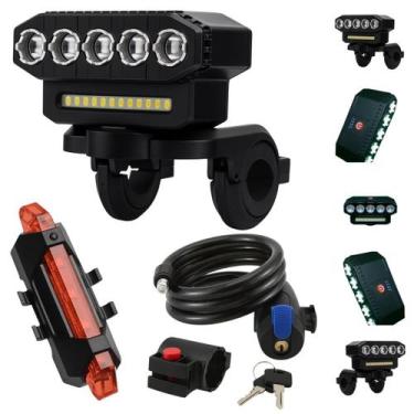 Imagem de Kit Bike Completo com Farol 5 LEDs + Luz Traseira LED de Sinalização +