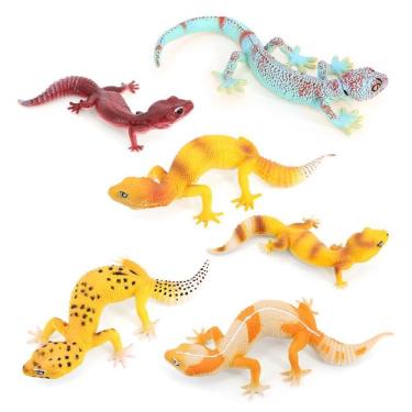 Imagem de Conjunto de figuras Realistic Gecko & Leopard Gecko PVC Reptile 6 unidades