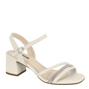 Imagem de Sandália Feminina Salto Grosso Moleca Conforto Casual Verão, Branco cr