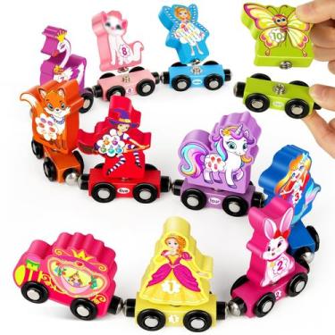 Imagem de Train Set Hersort Wooden Number com Magnetic Unicorn Girls - Helsort
