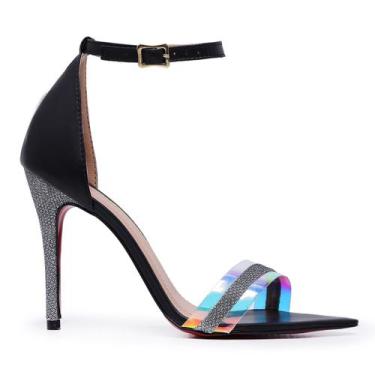 Imagem de Sandália VL Vegas Tiras Cristal Salto Fino Salto Strass 10cm - Vitória