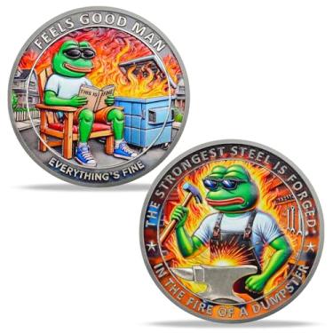 Imagem de BHealthLife Moeda divertida do Desafio de Fogo do Lixeira - Moeda Motivacional Meme Sapo - Medalhão Novidade para Funcionários Presentes Inspiradores para Mulheres Homens Colegas de Trabalho Amigos