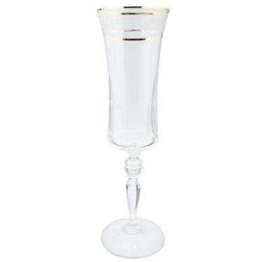 Imagem de Taça De Champanhe Grace 190ml Com Friso Platino Cristal Borda Decorada