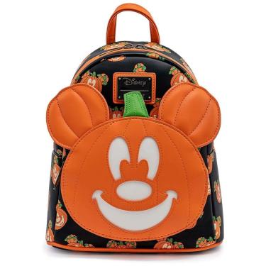Imagem de Mochila Escolar Infantil Loungefly Disney Mickey Mouse Abóbora Lanterna para Crianças a Partir de 5 Anos, Preta