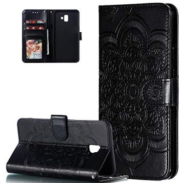 Imagem de Asdsinfor Capa carteira avançada elegante para Galaxy J6 Plus, compartimento para cartões de crédito com suporte para capa flip de couro PU à prova de choque para Samsung Galaxy J6 Plus / J6 Plus 2018