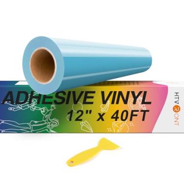 Imagem de HTVRONT Vinil permanente azul claro, rolo de vinil permanente adesivo de 30,5 cm x 40 pés para todas as máquinas de corte, silhueta, cortadores de camafeu, placas, scrapbooking, artesanato, cortadores
