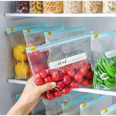 Imagem de 10/15/20 peças saco de plastico para vedacao de alimentos reutilizável Com zíper(10 peças 26x32CM+7CM)