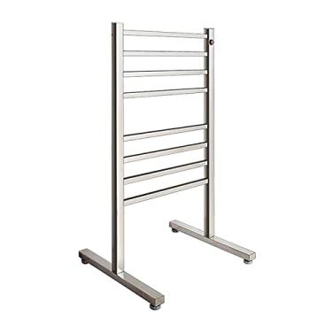 Imagem de Toalheiro elétrico aquecido, radiador, aquecedor de toalhas independente, portátil, com 8 barras quadradas 75W 304, aço inoxidável, termostato, toalheiro aquecido