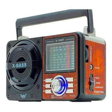Imagem de Rádio Portátil Bluetooth Multibanda X-BASS USB SD TF 9 Faixas FM AM SW