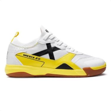 Imagem de Chuteira Futsal Munich Gresca 2.0 Masculina, 39, Branco, Amarelo