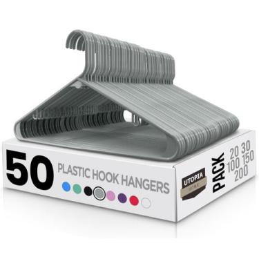 Imagem de Cabides de plástico Utopia Home, pacote com 50, duráveis, economizam e