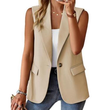 Imagem de Blazer Vest Mina Self, roupas de verão para mulheres, bege, tamanho L
