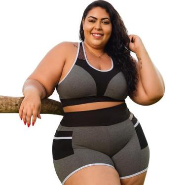 Imagem de Conjunto Feminino Academia Roupa De Ginastica Plus Size - WM, G1, Cinz