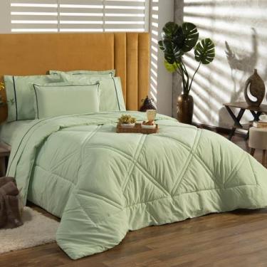 Imagem de Kit Edredom Cobertor QUEEN 03 Peças Milano Liso Dupla Face Percal Algo