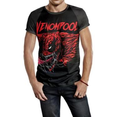 Imagem de Camiseta Raglan Masculina Venom Deadpool Venompool Ref:417 - smoke, Pr