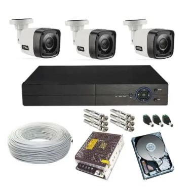 Imagem de Kit Cftv 3 Câmeras Segurança Infra 25m 720p Dvr 4ch Multi Hd