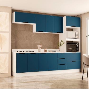 Imagem de Cozinha Compacta 250073 5 Peças Meena Branco Azul Politorno Móveis