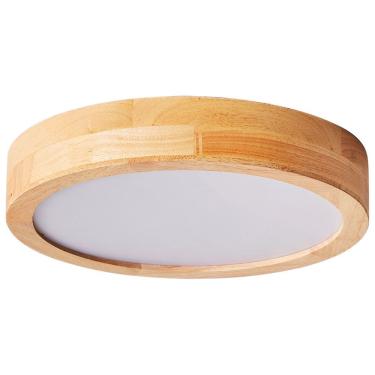 Imagem de Plafon de Sobrepor Redondo Estilo Madeira 30cm Led 20W 3 em 1 Bivolt 16120-PL