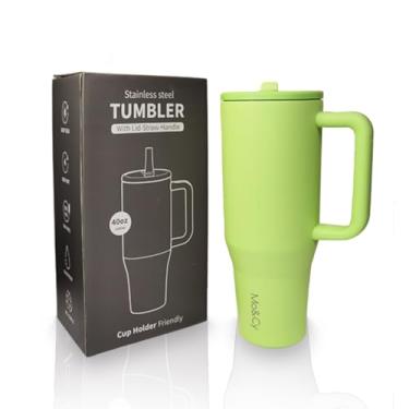 Imagem de Copo de água isolado de 1,134 g – Aço inoxidável SUS304, à prova de vazamento, livre de BPA, alça grande, suporte dobrável para canudo e copo, mantém frio 30H e quente 8H, caneca de viagem para