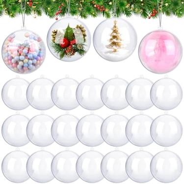 Imagem de ANVAVO 25 peças de enfeites de bola de plástico transparente de 12 cm, faça-você-mesmo, bolas transparentes para pendurar na árvore de Natal, ano novo, aniversário, casamento, decoração de casa