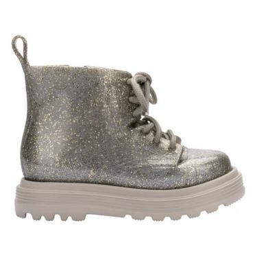 Imagem de Bota Infantil Mini Melissa Baby Coturno Feminino, Bege glitter, 28