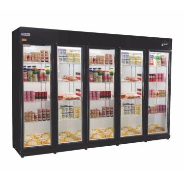 Imagem de Expositor Auto Serviço Refrigerados Frilux 5 Portas Preto e Branco Vidro Duplo 127V RF-024