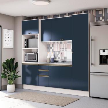 Imagem de Cozinha Compacta Celeste Kappesberg 100% Mdf Branco/azul 240cm