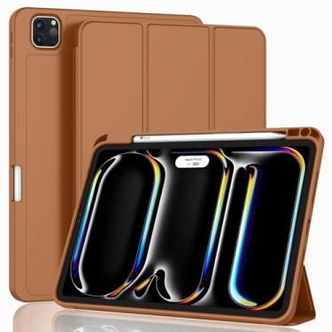 Imagem de ZryXal Capa para iPad Pro de 11 polegadas (M5) 2025/ (M4) 2024 (modelo: A2836/A2837/A3006), capa inteligente com suporte de três dobras com suporte para lápis e parte traseira de TPU macio, despertar