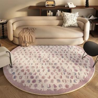 Imagem de Tapete de sala de estar redondo, macio e fofo, moderno e simples, para sala de estar, lavável, de pelúcia, para vestiário (200x200 cm/g)