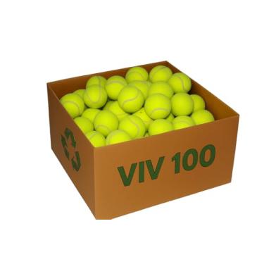 Imagem de VIV Pacote com 100 bolas de tênis a granel, bola de pressão de prática avançada quicando 134 cm de altura durável; bolas de cachorro tamanho oficial de 6,3 cm, bola de tênis mais resistente para cães;
