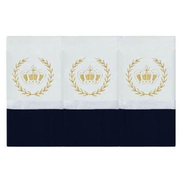 Imagem de Jogo Fralda de Boca 100% Alg. 3 Peças - Borbado Realeza Marinho e Caqui