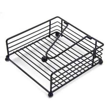 Imagem de Porta-guardanapos para mesa, dispensador de guardanapos plano com braço pesado, suporte quadrado de papel de coquetel de ferro rústico elegante para decoração de cozinha sala de jantar restaurante