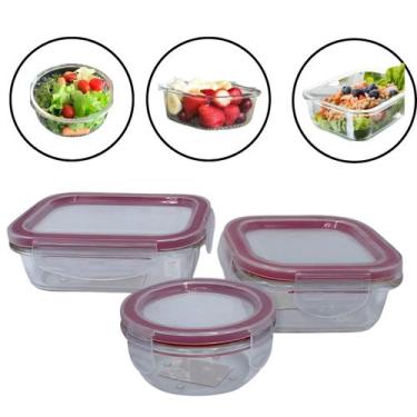 Imagem de Conjunto 3 Potes De Vidro Com Tampa Hermética 150ml/170ml/250ml - Winc