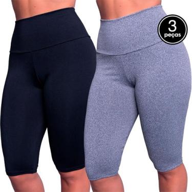 Imagem de Kit 3 Bermudões Fitness Vekyo Modas Feminino Suplex Liso Short Roupa d